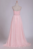 2024 Chiffon Sweetheart Beaded Bodice Prom Dresses A Line With PMPZTGT5