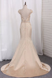 2024 Sexy Open Back Wedding Dresses Bateau Mermaid PEQQG9K1