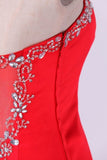 2024 Sweetheart Beaded Neckline Satin Prom Dress Mermaid PQXBAB6C