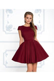 Short Sleeves Short Graduation Homecoming Formal Dresses Scoop PCC7Z95A