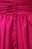 2024 Plus Size A Line Prom Dresses Sweetheart Fuchsia Sweep/Brush Taffeta Zipper PA413Q37