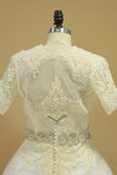 2024 Open Back A Line Wedding Dresses Tulle With Applique And Beads PXC2Z2BD