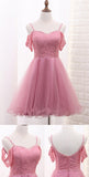 Chic Tulle Lace Spaghetti Strap With Beading Homecoming Dresses