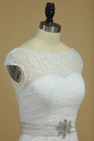 2024 Scoop Cap Sleeves Mermaid Wedding Dresses PMMLJMAD