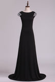 Black Beatau Evening Dresses Deep V Back Mermaid Spandex With STIP7BTLEN4