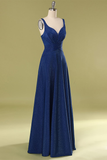 Glitter Royal Blue Long Prom Dress