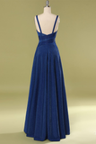 Glitter Royal Blue Long Prom Dress