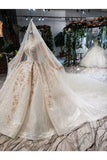 Ball Gown Wedding Dresses High Neck A-Line Top Quality Appliques PN416T8Y