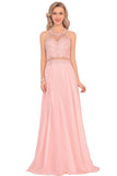 2024 Chiffon Halter Open Back Prom Dresses With Beads And Embroidery P8MGPL5X