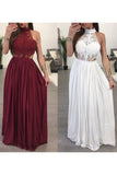 2024 High Neck A Line Chiffon & Lace Floor Length PKX6FHHX