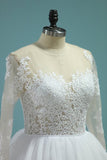 2024 Wedding Dresses Scoop Long Sleeves A Line Tulle PLXLME5B