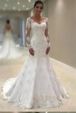 Charming Long Sleeves Memriad Ivory Lace Long Wedding Dresses PJL5Y4EN