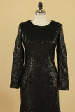 2024 Prom Dresses Scoop Long Sleeves Mermaid Sequins P3263CXM