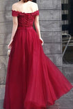 2024 Prom Dresses A Line Off The Shoulder Tulle With Applique PC3NQGHP