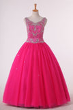 2024 Scoop Ball Gown Flower Girl Dresses Tulle P3KFPGD7