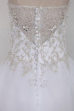 2024 A Line Sweetheart Beaded Bodice Wedding Dresses Organza PKDLNETP