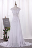 2024 Wedding Dresses Scoop Cap Sleeves Chiffon With P7LS7H13