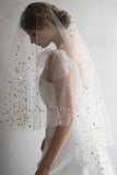 Elegant Short Sequins Tulle Wedding Veils with Stars STI15580