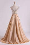 2024 Prom Dresses Bateau Ball Gown Lace Bodice With Long Taffeta Skirt Sweep PM62L1FF