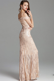 Champagne Mermaid Long Prom Dress with Sequins