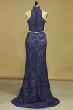 2024 Prom Dresses Sheath High Neck Two Pieces Lace PE5N4HK3