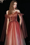 Gorgeous A-line Red Prom Dress Starlight Long Evening Dress