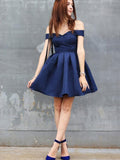 Charming Off the Shoulder A Line Sleeveless Knee Length Homecoming Dresses