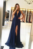 2024 Halter Chiffon Prom Dresses A Line With Applique PB1CBSF4