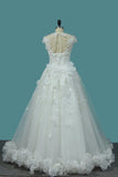 2024 Top Quality Lace Ball Gown Cap Sleeve Wedding Dresses With Applique PZ4LH1CY