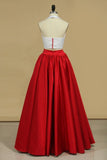 2024 Bicolor Two-Piece Halter A Line Prom Dresses Satin PX9L4MHG