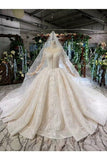 Ball Gown Wedding Dresses Long Sleeves Sweetheart Top Quality Appliques PD9J52PK