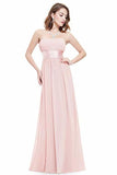 Chiffon Sweetheart Neck A Line Sleeveless Wedding Bridesmaid Long Evening Festive PRH722AA