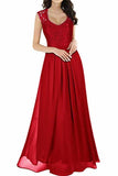 Elegant Sleeveless Round Neck Lace Dress Bridesmaid Party Festive Chiffon PDKF3SLP