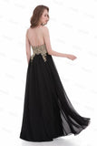 Classy Formal Lace Chiffon Black And Gold Long Prom Dresses P8P166TD