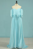 2024 New Arrival A Line Chiffon With Slit Prom Dresses PZDPNNNY