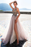 2024 Straps Prom Dresses A Line Tulle With Beading And P862L219