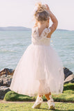 Cap Sleeves Lace Top Tulle Skirt Flower Girl Dresses, Beach Cute Little Girl Dresses STI15567