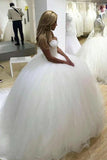 Sparkly Ball Gown Tulle Strapless Ivory Wedding Dresses, Long Bridal Dresses STI15429