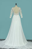 2024 Scoop Chiffon Wedding Dresses 3/4 Length PZ1KSCHC