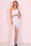 2024 Spandex One Shoulder Mermaid Sweep Train Prom PRKTR1A2