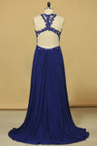 2024 Prom Dresses A Line Scoop Chiffon With Applique Floor PS3MD9YT