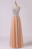 2024 Sweetheart A-Line Prom Gown With Colorful Rhinestone Beaded P93BGK43