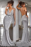 Sexy Mermaid Deep Neck Halter Backless Sequins Prom Dresses Long Formal Dresses STI15338