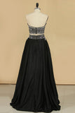 2024 New Arrival Strapless Two-Piece Satin With Beads A Line PZ9TGLMZ