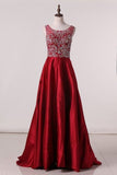 2024 New Arrival A Line Scoop Prom Dresses Two Pieces Satin PF3SK7BY