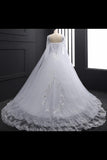 Sweetheart Wedding Dresses A Line With Beading Rhinestones Tulle Long Sleeves PSZXZKBT