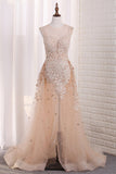 2024 Sexy See-Through Sheath Scoop Prom Dresses Tulle With PN43216M