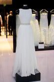 Elegant Simple Long Ivory Flowy Prom Dresses Beach P13G3GKB