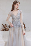 Fabulous Scoop Prom Dress Long Sleeves Evening Dress