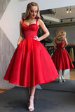 Chic Red Sweetheart Spaghetti Straps A Line Homecoming Dresses